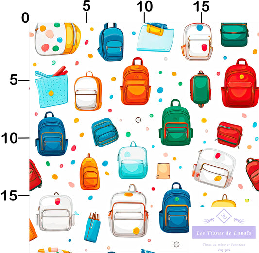 Tissu au mètre 80 école scolaire - Disponible en 9 matières - Vendu par multiple de 50 cm