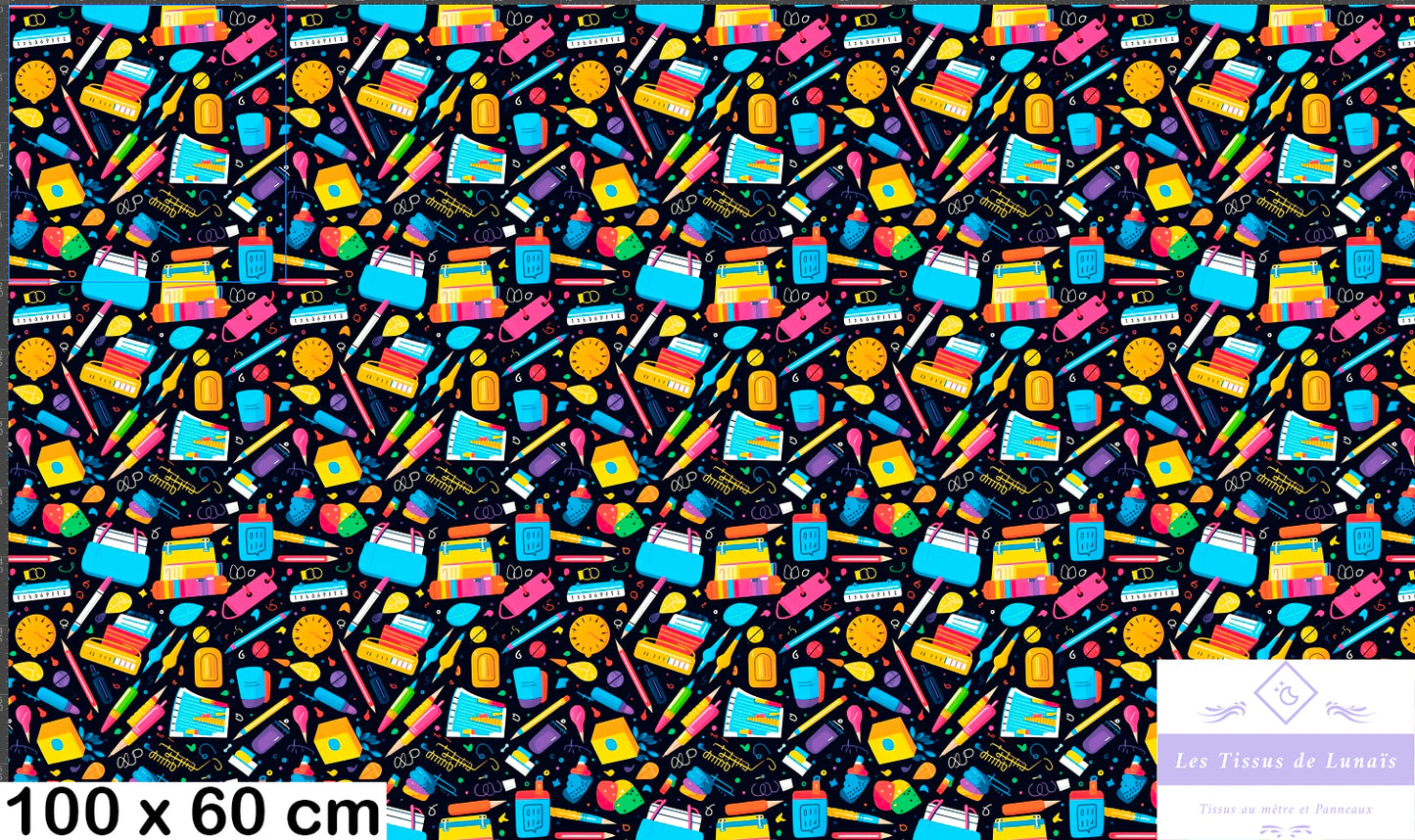 Tissu au mètre 81 école scolaire - Disponible en 9 matières - Vendu par multiple de 50 cm