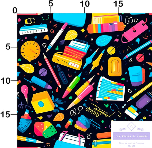 Tissu au mètre 81 école scolaire - Disponible en 9 matières - Vendu par multiple de 50 cm